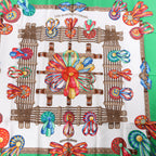 Hermès Carré 90 "Les Rubans du Cheval" Silk handkerchief in Green