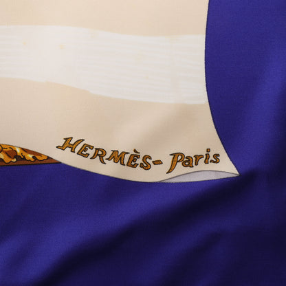 Hermès Carré 90 „Souvenirs de Paris“ Schal aus 100 % Seide in Blau
