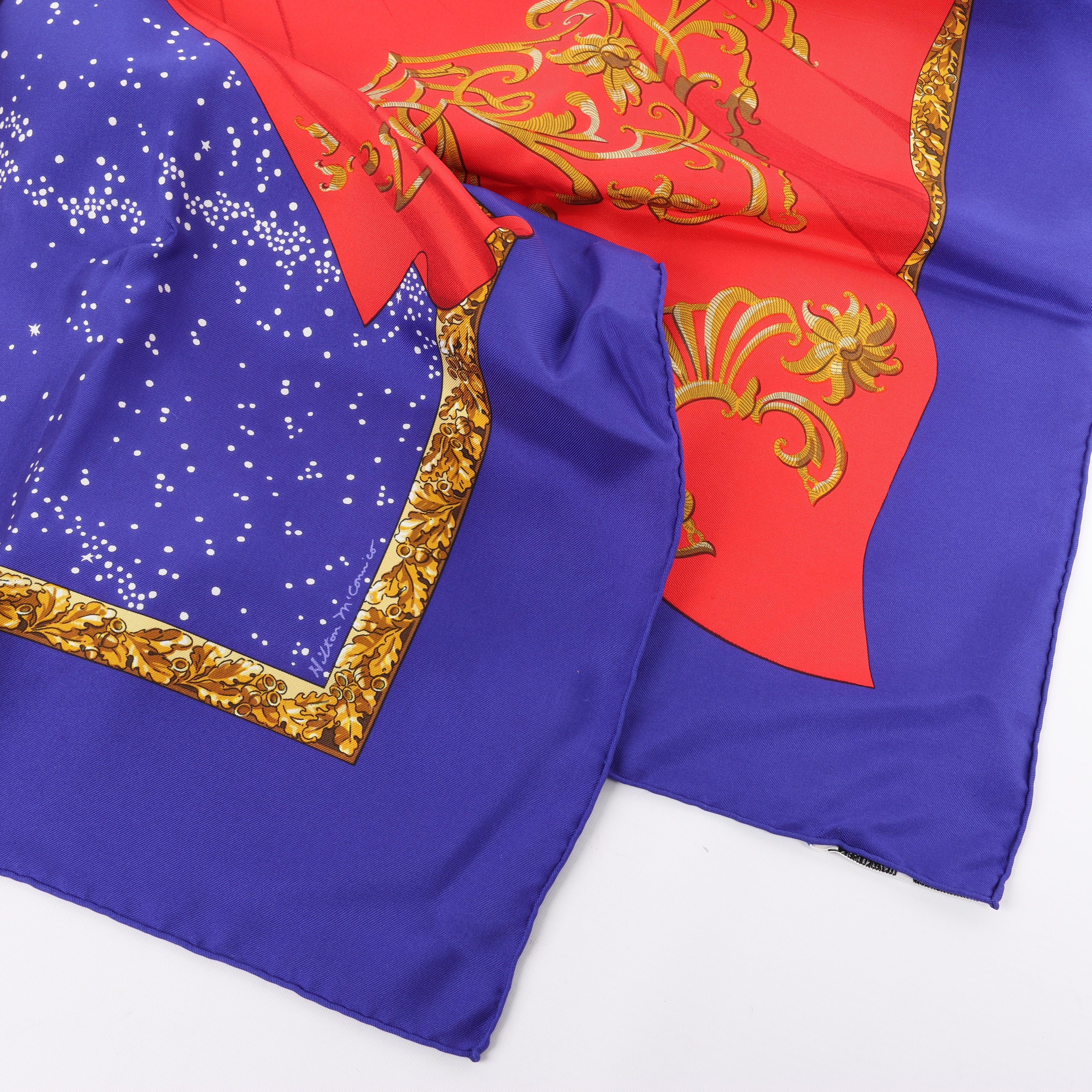 Hermès Carré 90 "Souvenirs de Paris" 100% Silk Scarf in Blue