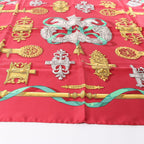 Hermès Carré 90 "Ferronnerie" Silk handkerchief in Red