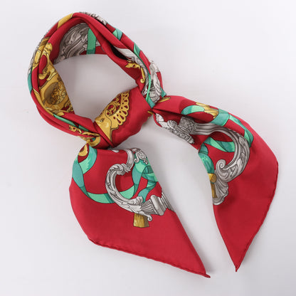 Hermès Carré 90 "Ferronnerie" Silk handkerchief in Red