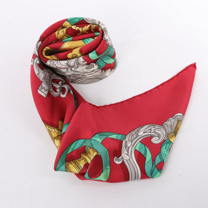 Hermès Carré 90 "Ferronnerie" Silk handkerchief in Red