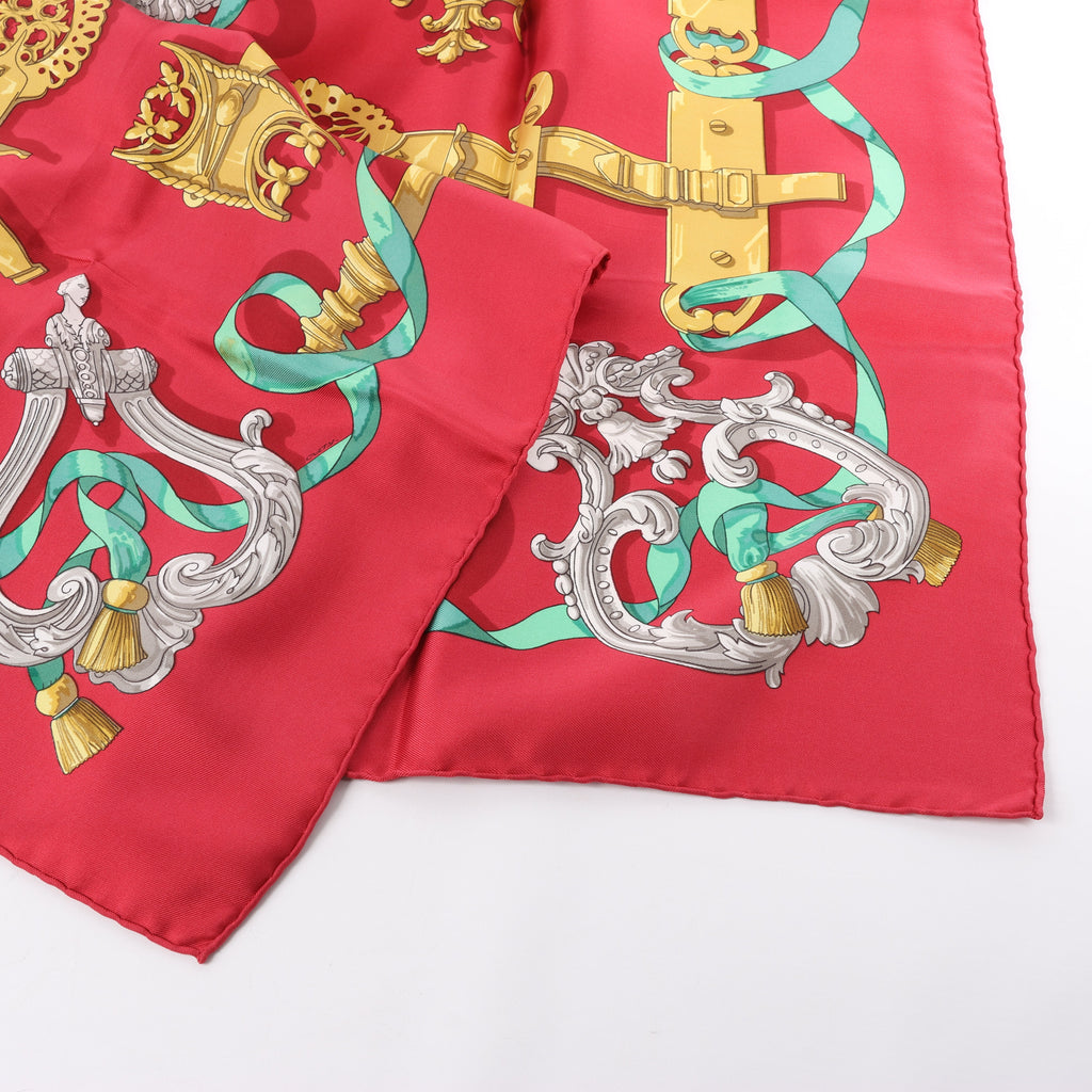 Hermès Carré 90 "Ferronnerie" Silk handkerchief in Red
