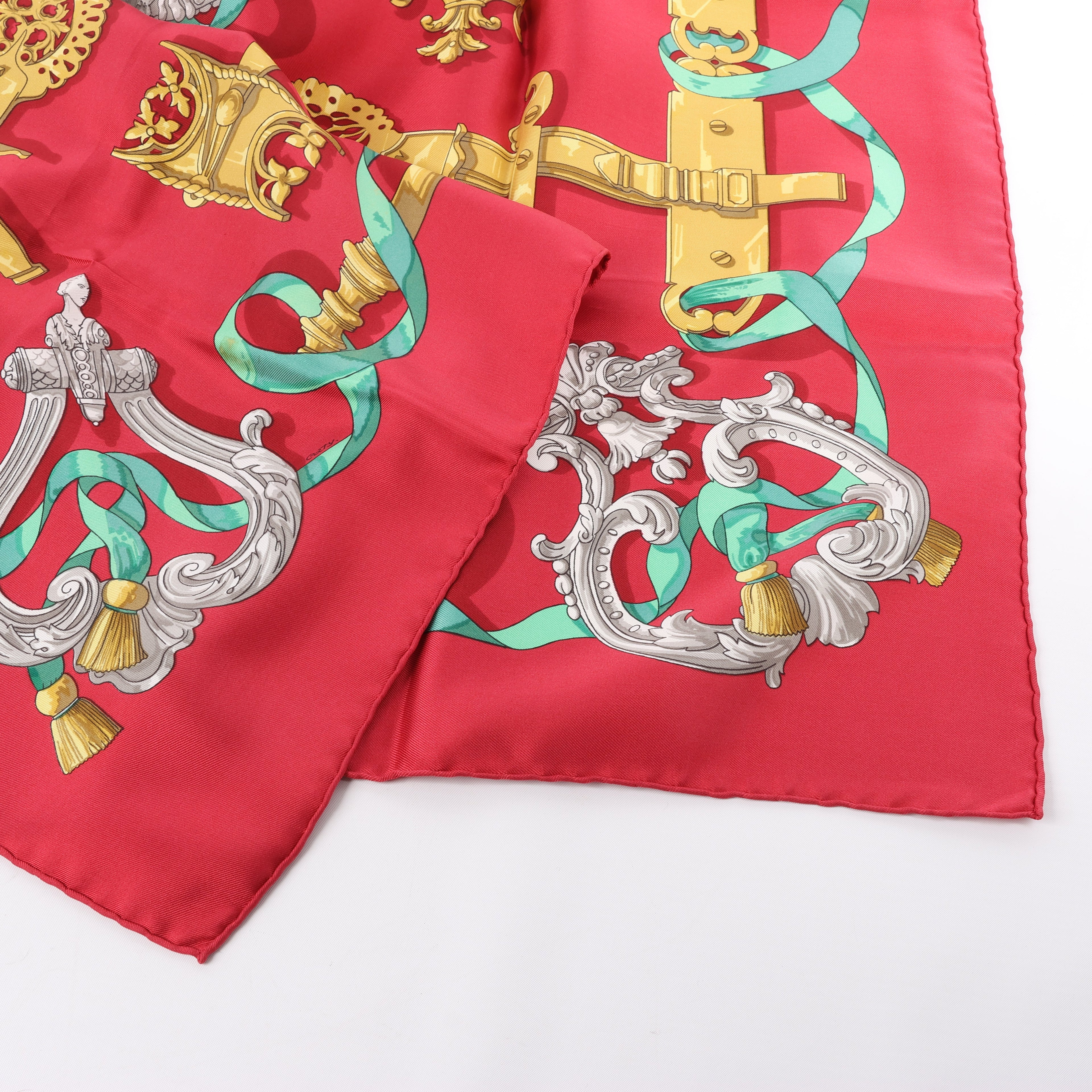 Hermès Carré 90 "Ferronnerie" Silk handkerchief in Red