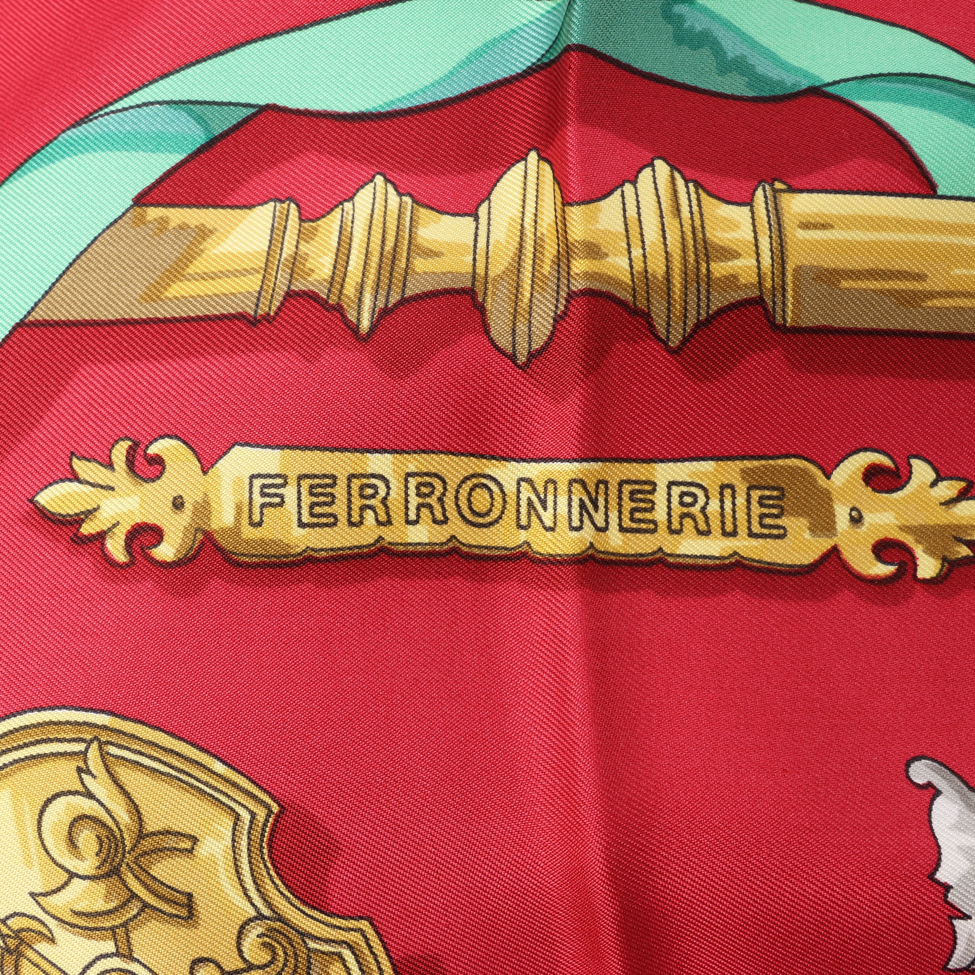 Hermès Carré 90 "Ferronnerie" Silk handkerchief in Red