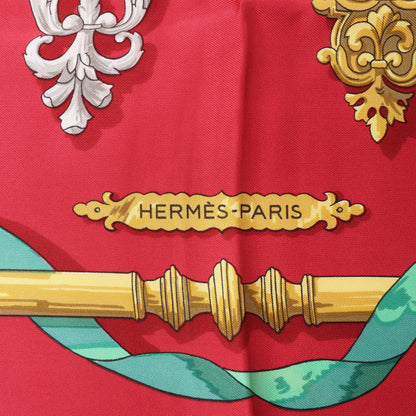 Hermès Carré 90 "Ferronnerie" Silk handkerchief in Red
