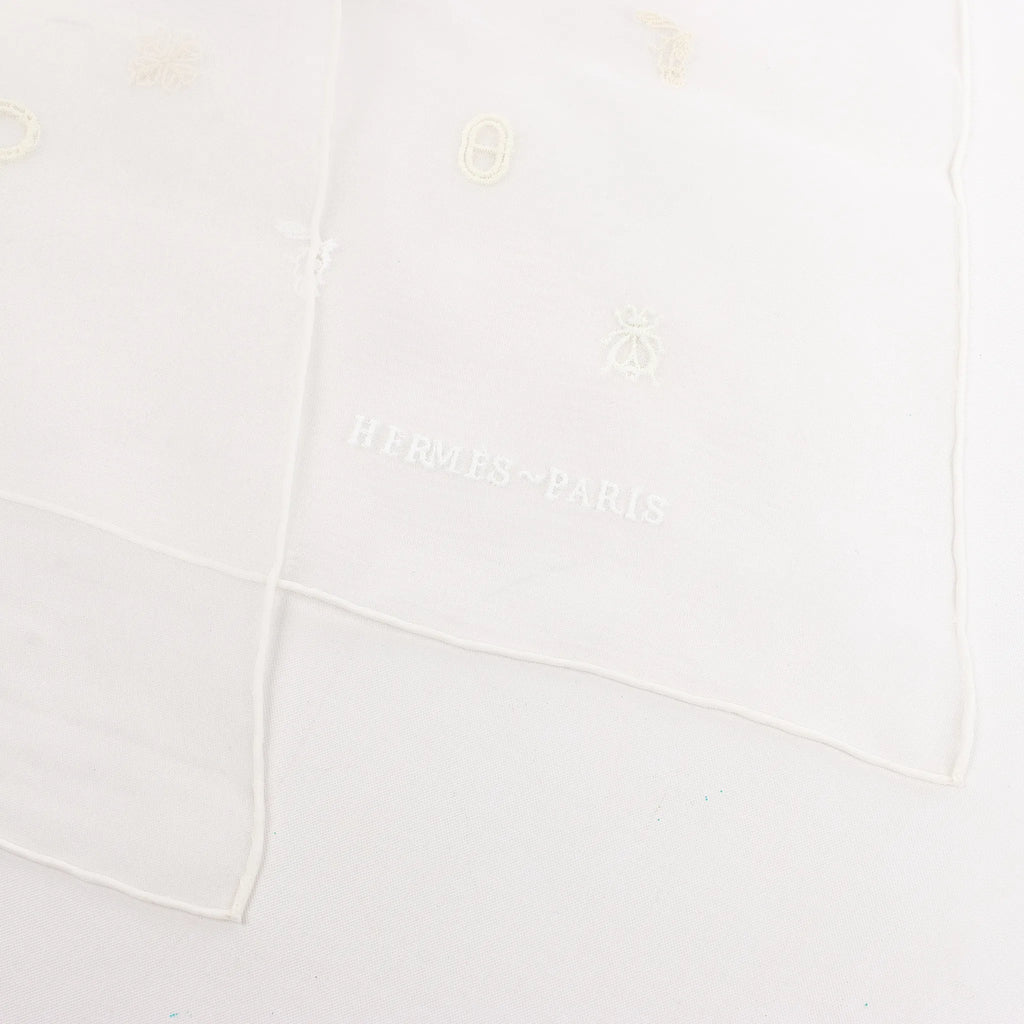 Hermès Carré 100 "Multicharms" Silk handkerchief in White