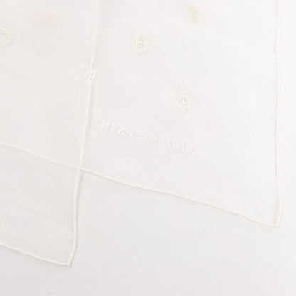 Hermès Carré 100 "Multicharms" Silk handkerchief in White