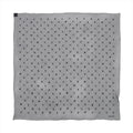 Hermès Carré 100 black silk scarf with repeating small charm motifs in dark tones across the surface and Hermès Paris signature in the corner.
