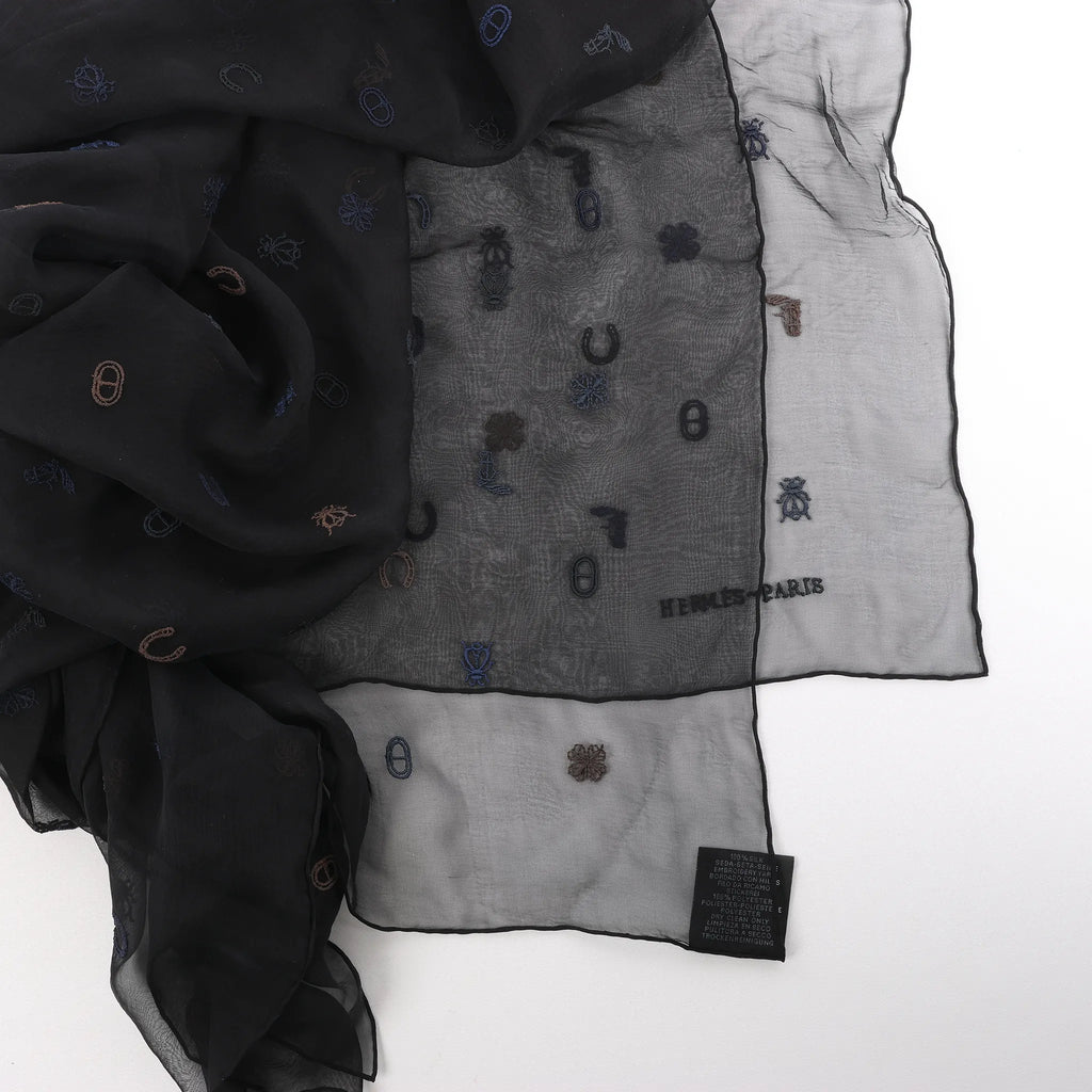 Hermès Carré 100 "Multicharms" Silk handkerchief in Black