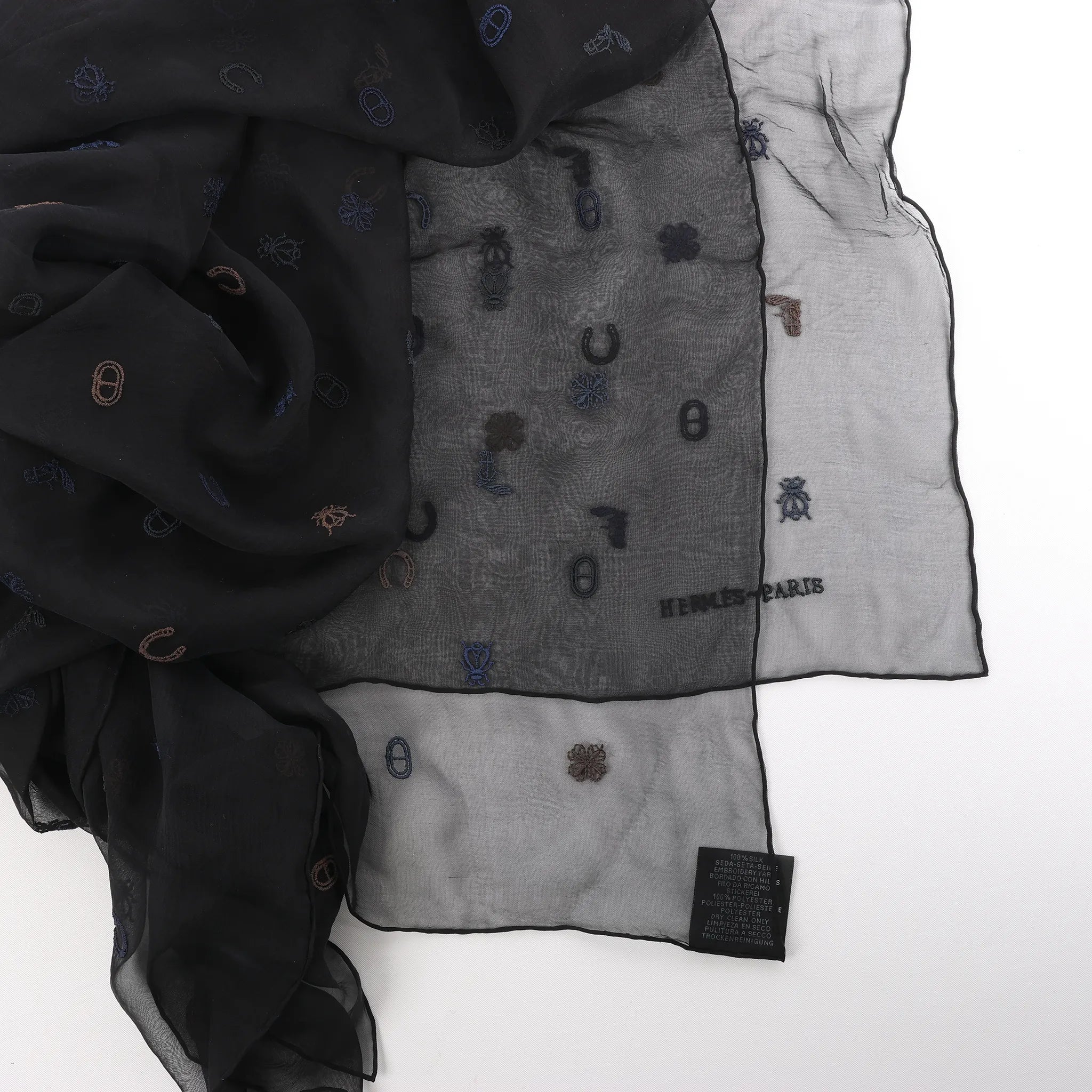 Hermès Carré 100 "Multicharms" Silk handkerchief in Black