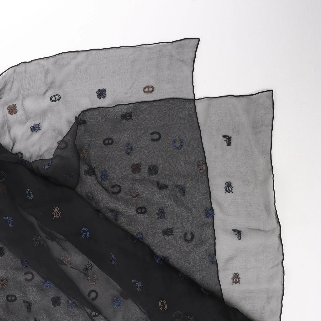 Hermès Carré 100 "Multicharms" Silk handkerchief in Black