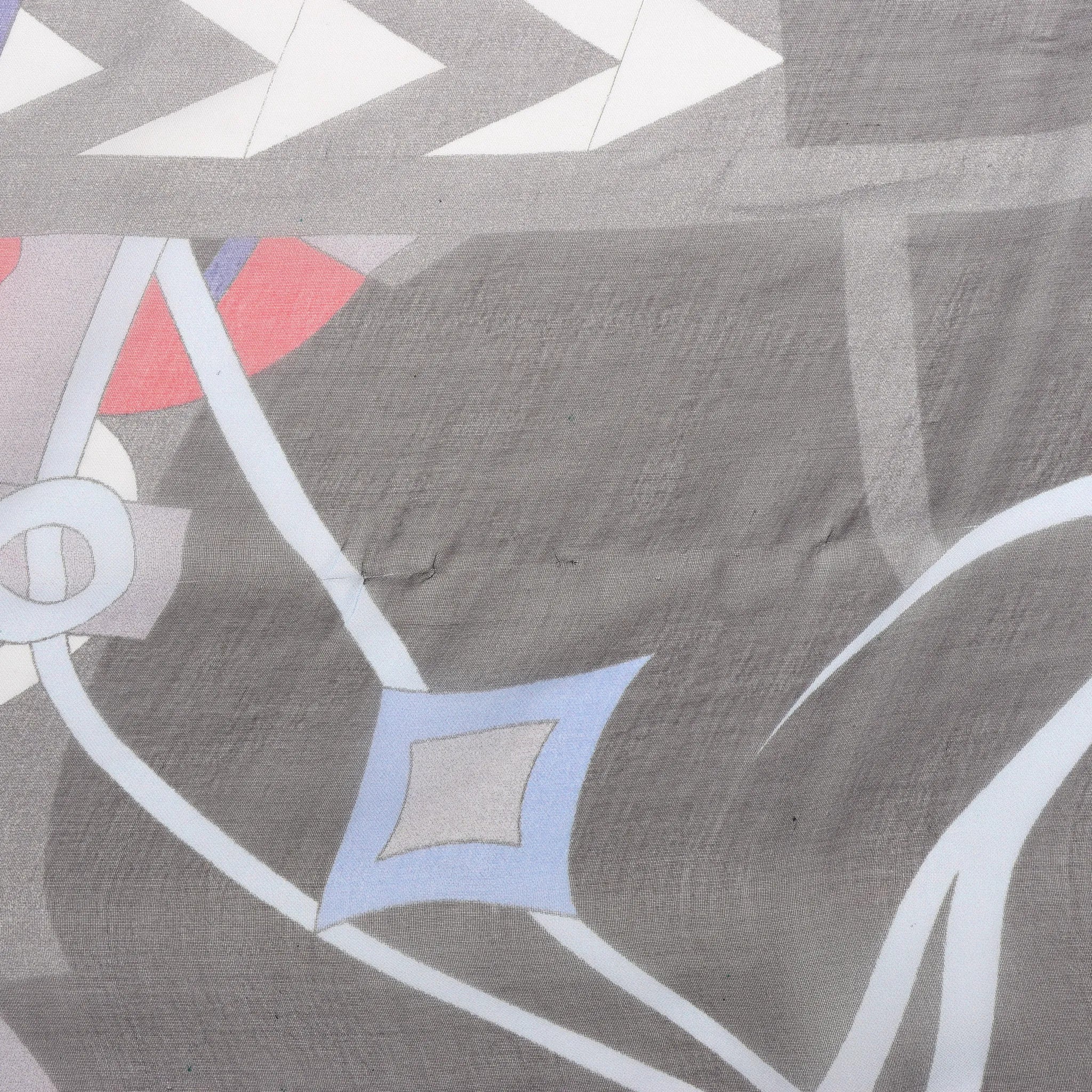 Hermès Carré 140 "CHEVAUX DE KARNAK" Silk handkerchief in Gray