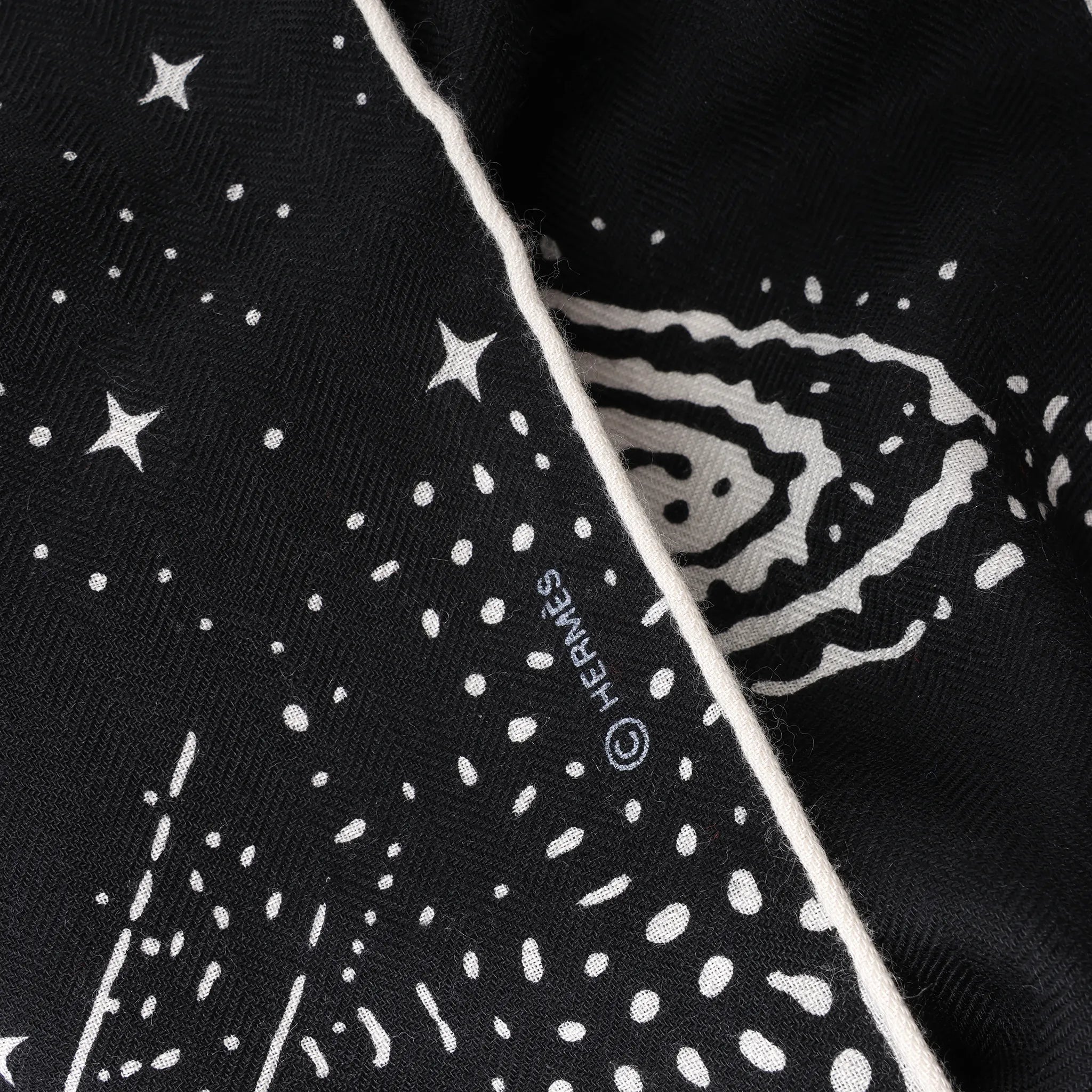 Hermès Carré 140 "Clair De Lune" Cashmere x Silk Scarve in Black