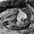 Hermès Carré 140 "Clair De Lune" Cashmere x Silk Scarve in Black