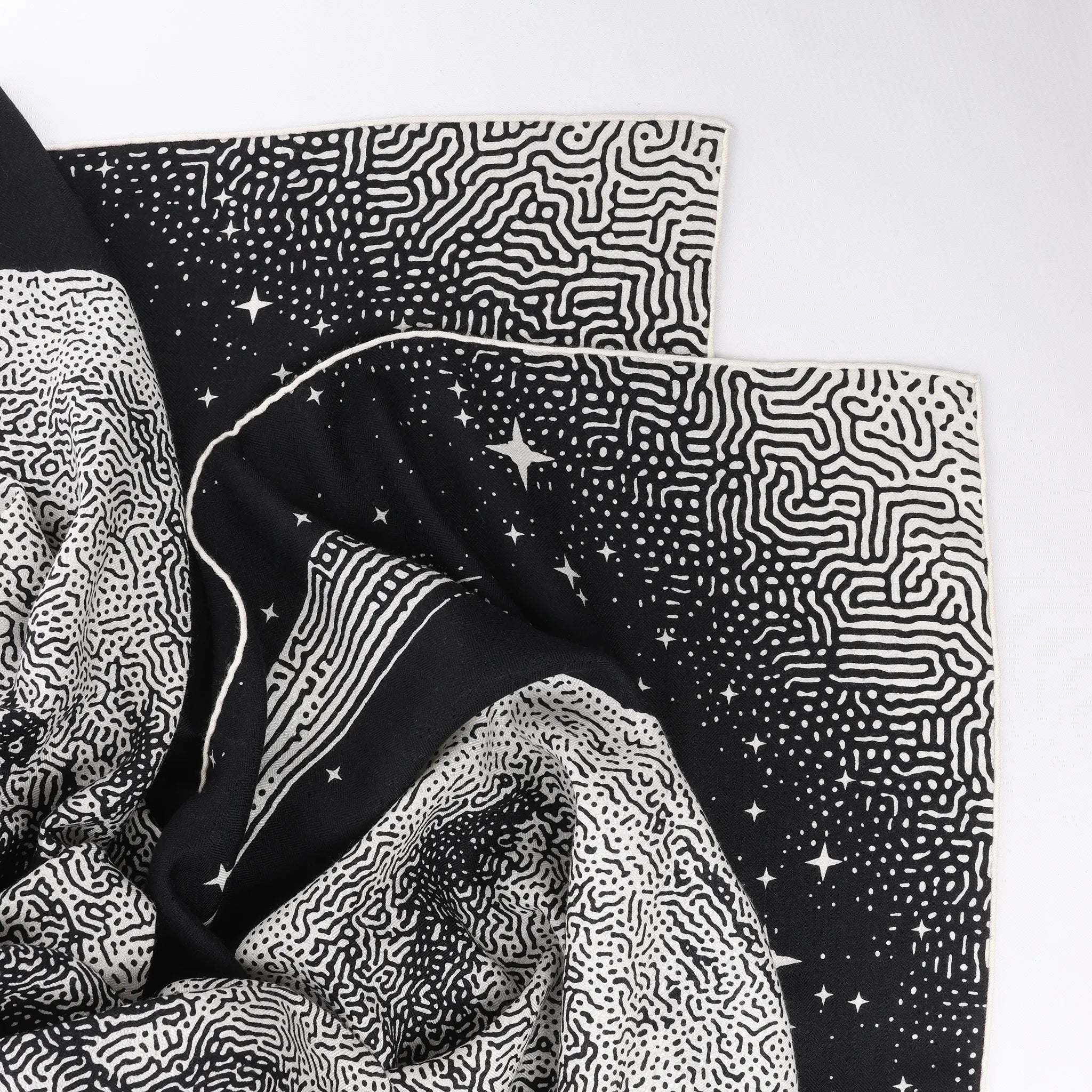 Hermès Carré 140 "Clair De Lune" Cashmere x Silk Scarve in Black