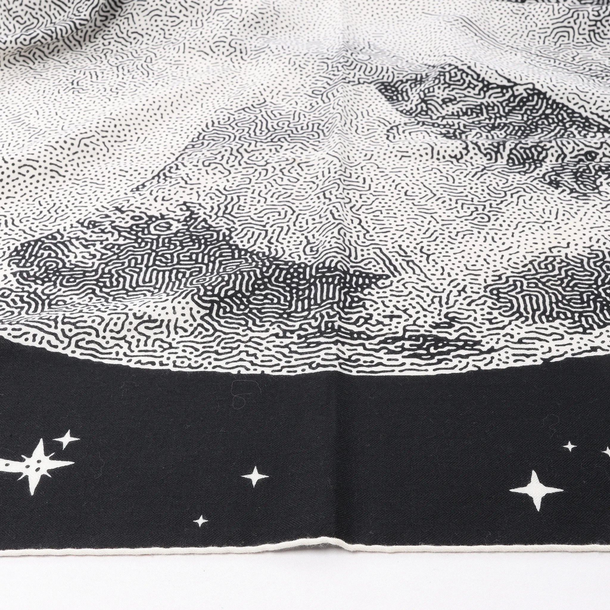 Hermès Carré 140 "Clair De Lune" Cashmere x Silk Scarve in Black