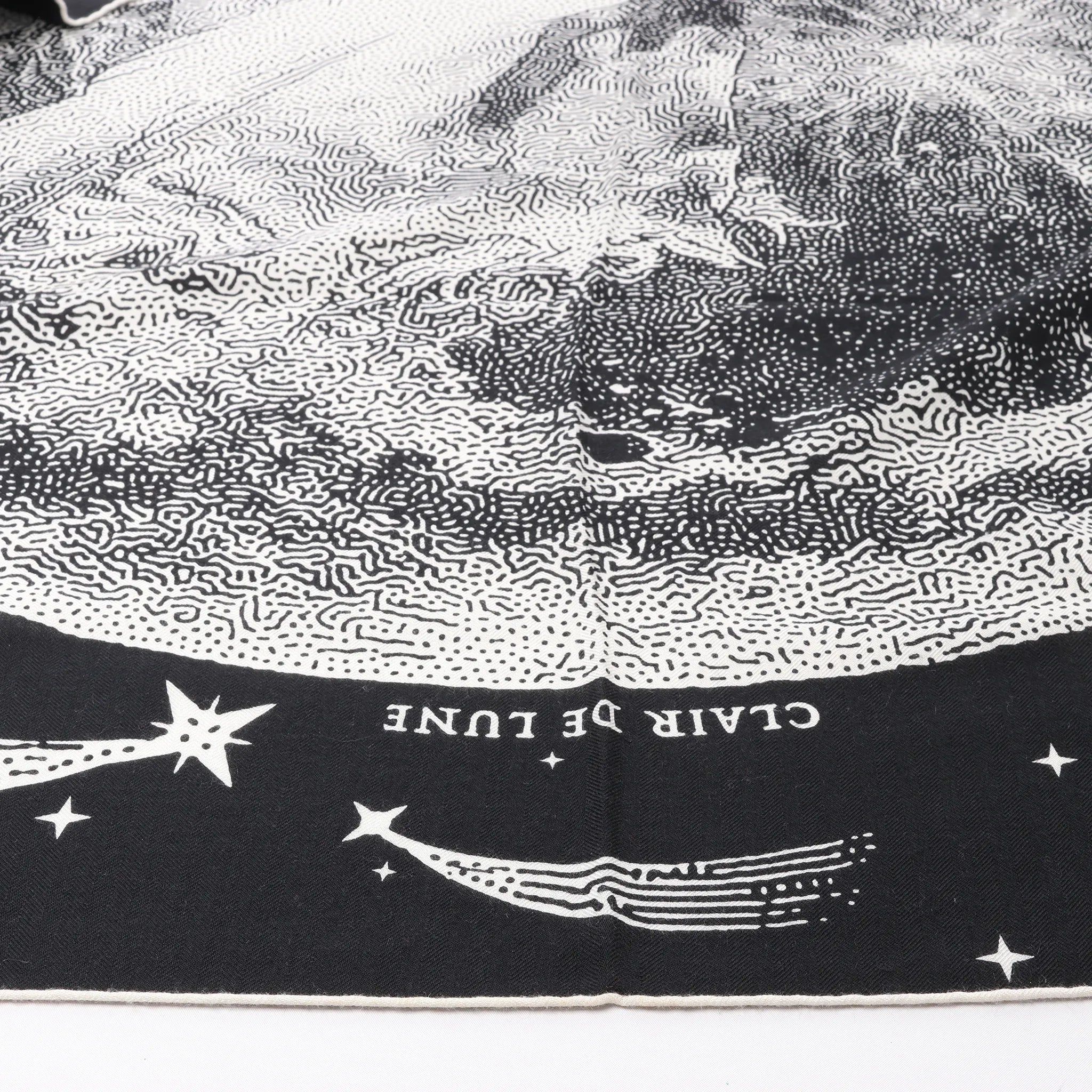 Hermès Carré 140 "Clair De Lune" Cashmere x Silk Scarve in Black