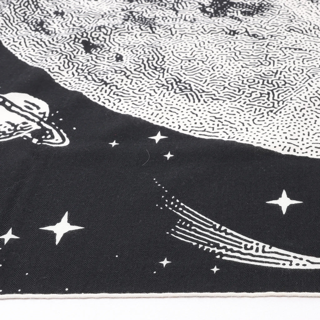 Hermès Carré 140 "Clair De Lune" Cashmere x Silk Scarve in Black