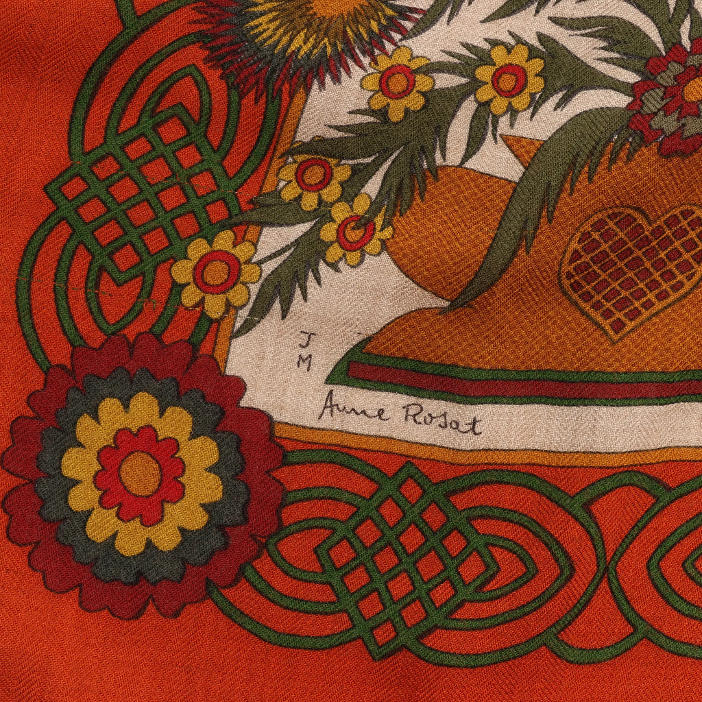 Hermès Carré 140 "Decoupages" Cashmere x Silk handkerchief in Orange