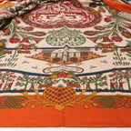 Hermès Carré 140 "Decoupages" Cashmere x Silk handkerchief in Orange