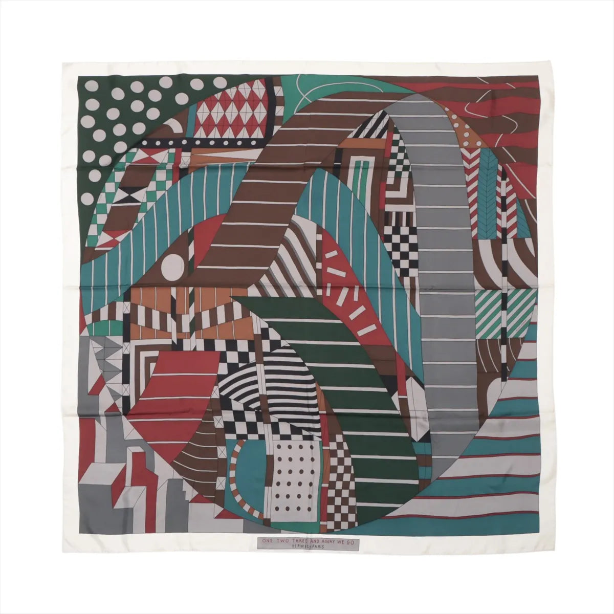 Hermès Carré 140 "ONE TWO THREE AND AWAY WE GO" Silk handkerchief in Gray