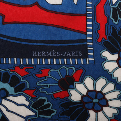 Hermès Carré 140 "PAISLEY FROM PAISLEY" Cashmere & Silk handkerchief in Navy Blue
