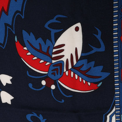 Hermès Carré 140 "PAISLEY FROM PAISLEY" Cashmere & Silk handkerchief in Navy Blue