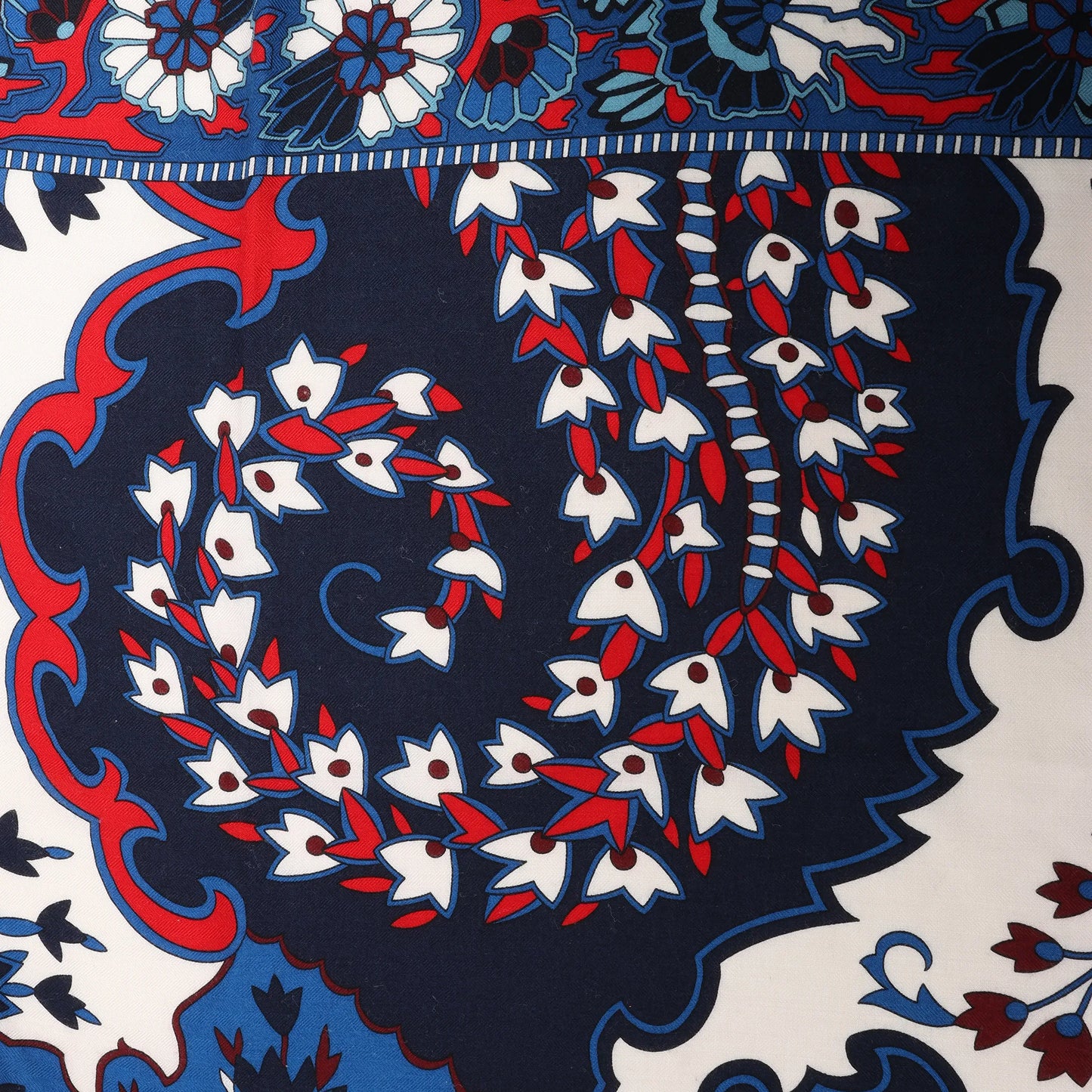 Hermès Carré 140 "PAISLEY FROM PAISLEY" Cashmere & Silk handkerchief in Navy Blue