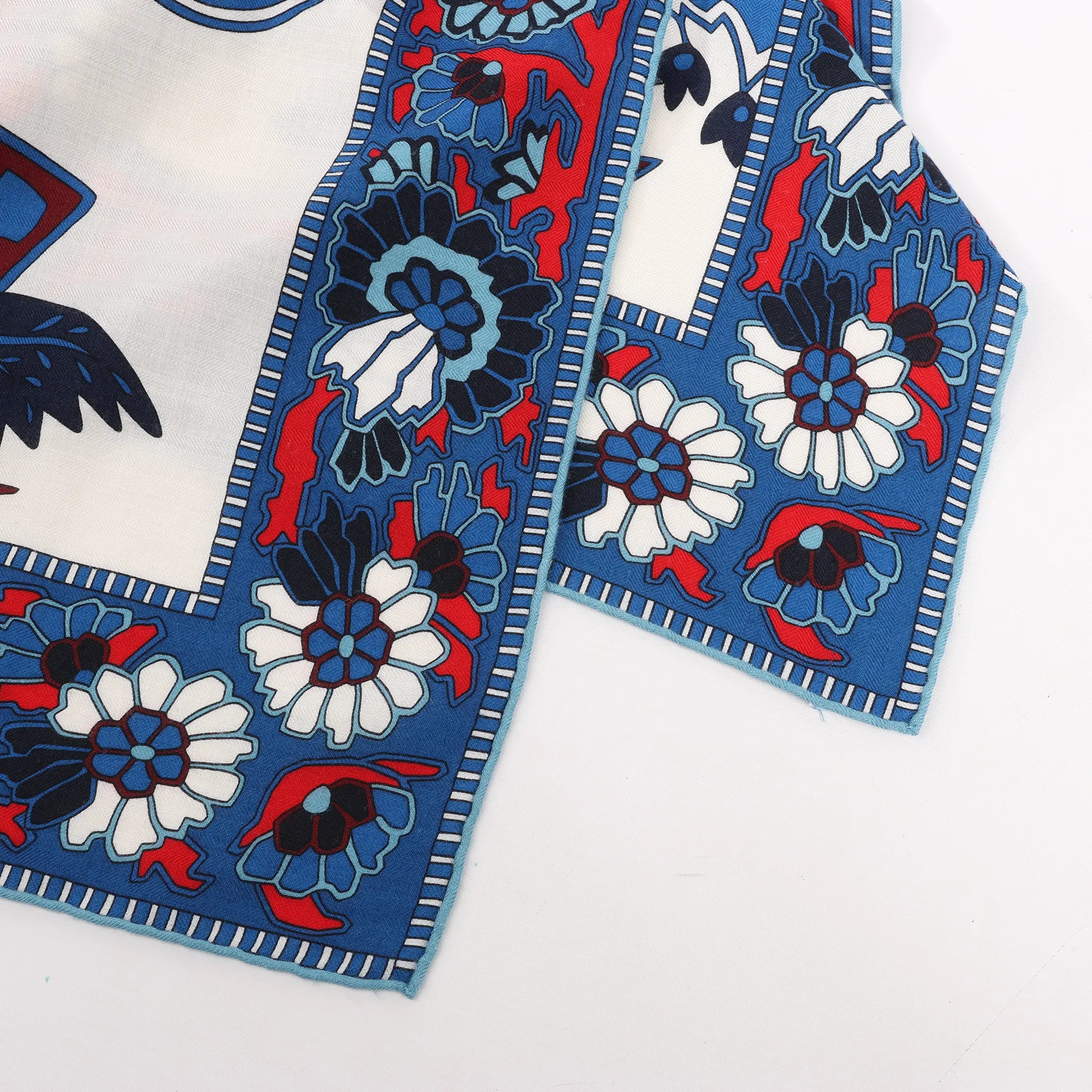 Hermès Carré 140 "PAISLEY FROM PAISLEY" Cashmere & Silk handkerchief in Navy Blue