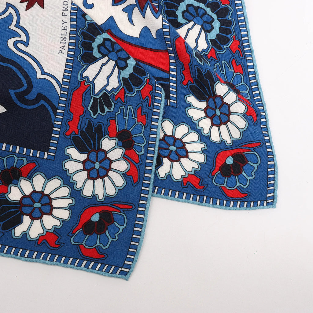 Hermès Carré 140 "PAISLEY FROM PAISLEY" Cashmere & Silk handkerchief in Navy Blue
