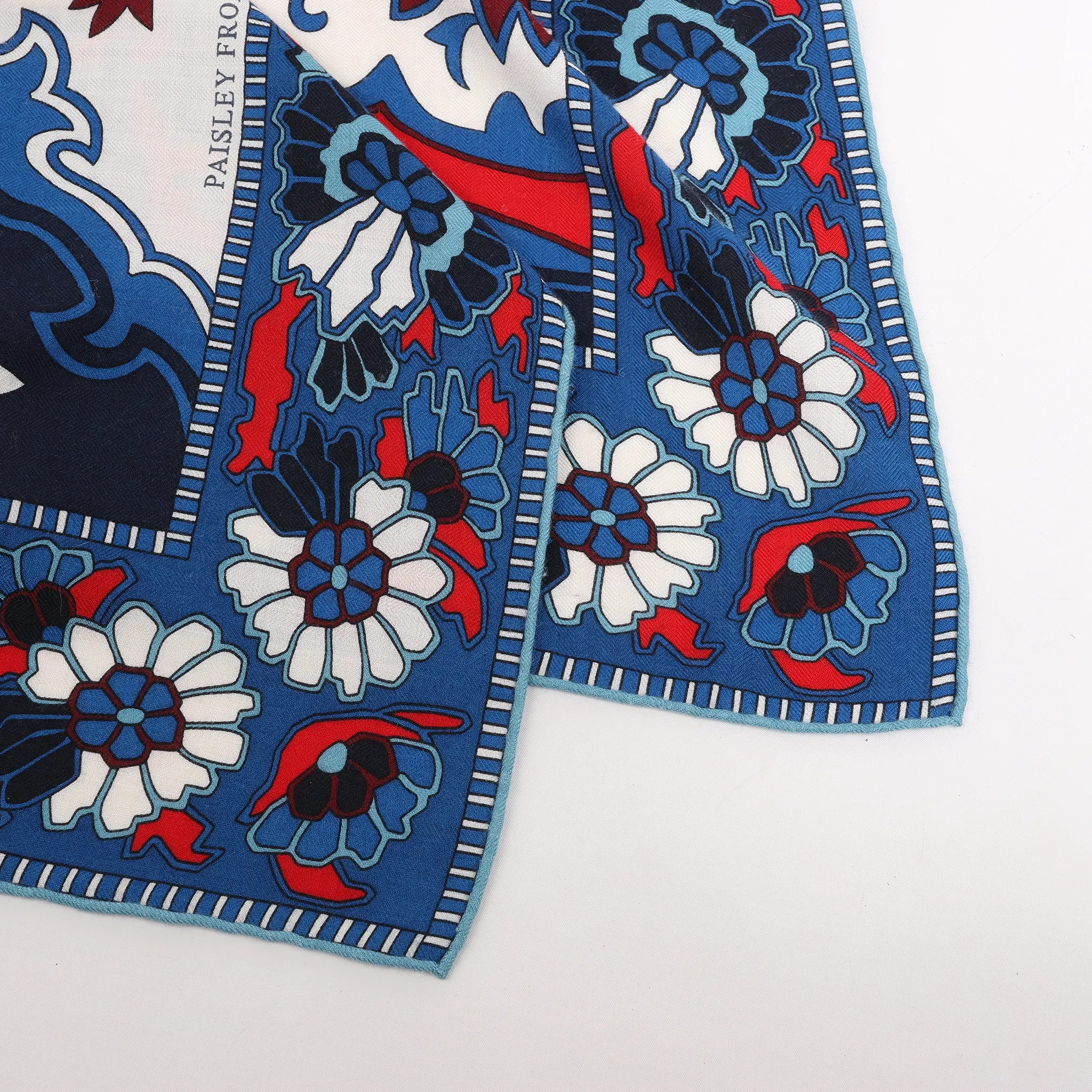Hermès Carré 140 "PAISLEY FROM PAISLEY" Cashmere & Silk handkerchief in Navy Blue