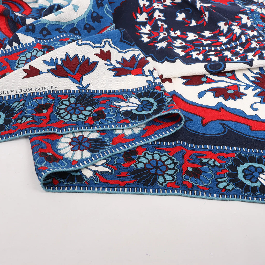Hermès Carré 140 "PAISLEY FROM PAISLEY" Cashmere & Silk handkerchief in Navy Blue