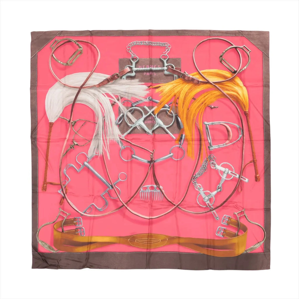 Hermès Carré 140 "Projets Carres au Crayon" Silk handkerchief in Pink