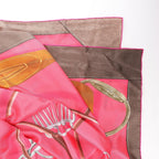Hermès Carré 140 "Projets Carres au Crayon" Silk handkerchief in Pink