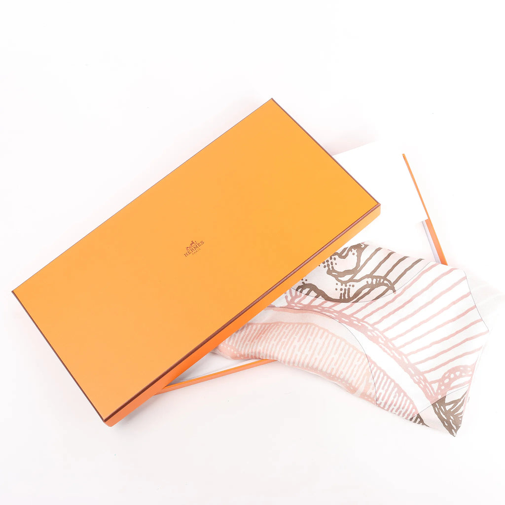 Hermès Carré 140 "SUITE ET POURSUITE" Silk handkerchief in Pink