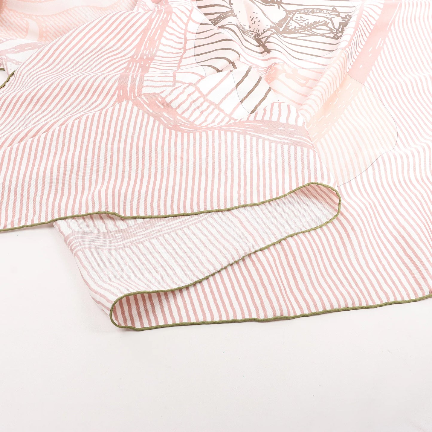Hermès Carré 140 "SUITE ET POURSUITE" Silk handkerchief in Pink