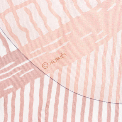 Hermès Carré 140 "SUITE ET POURSUITE" Silk handkerchief in Pink