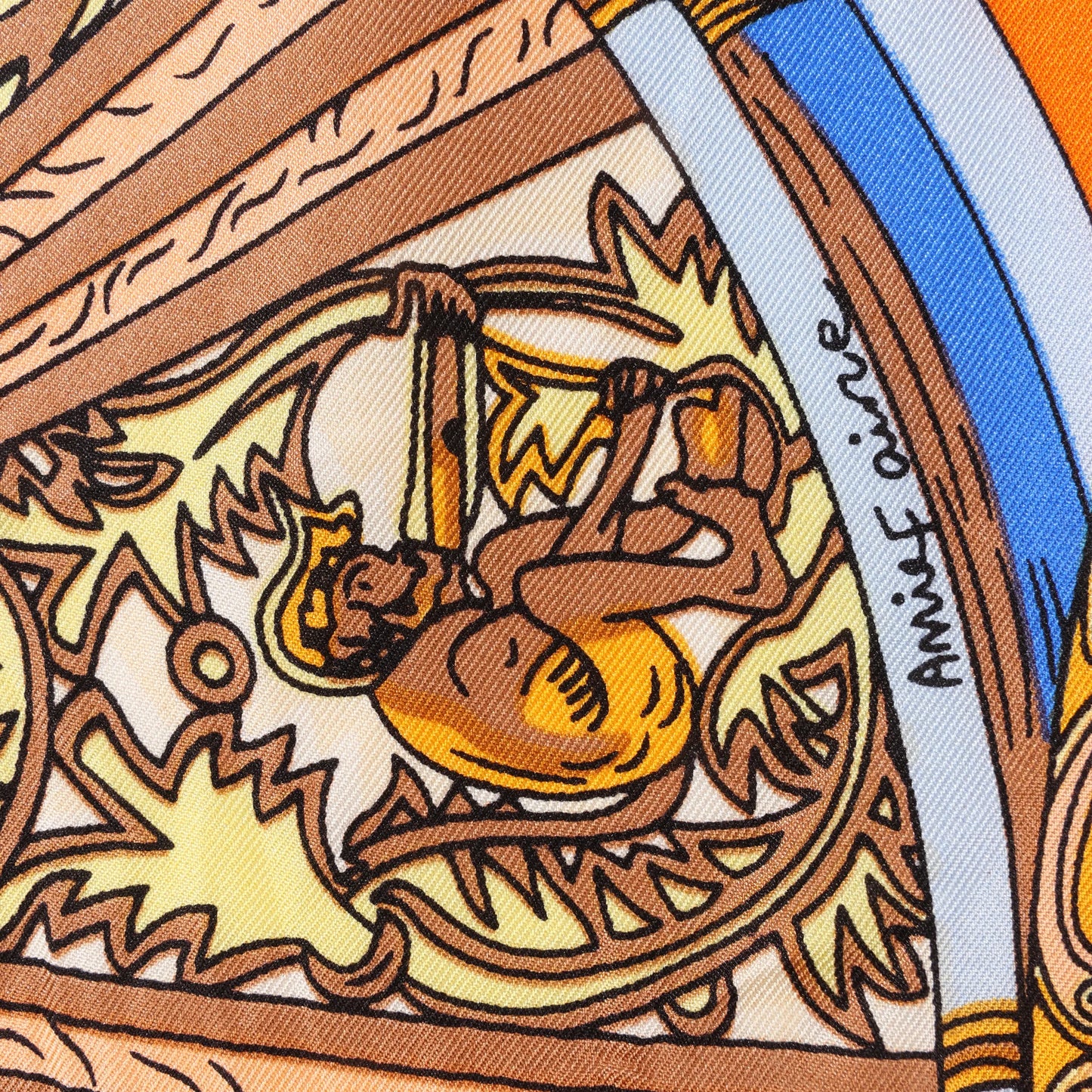 Hermès Carré 140 "LES DOMES CELESTES" Silk handkerchief in Orange