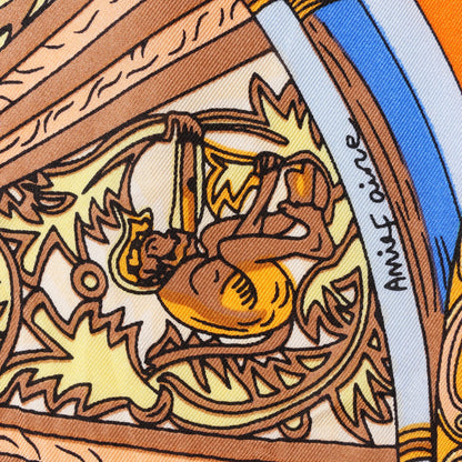 Hermès Carré 140 "LES DOMES CELESTES" Silk handkerchief in Orange