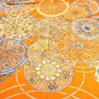 Hermès Carré 140 "LES DOMES CELESTES" Silk handkerchief in Orange