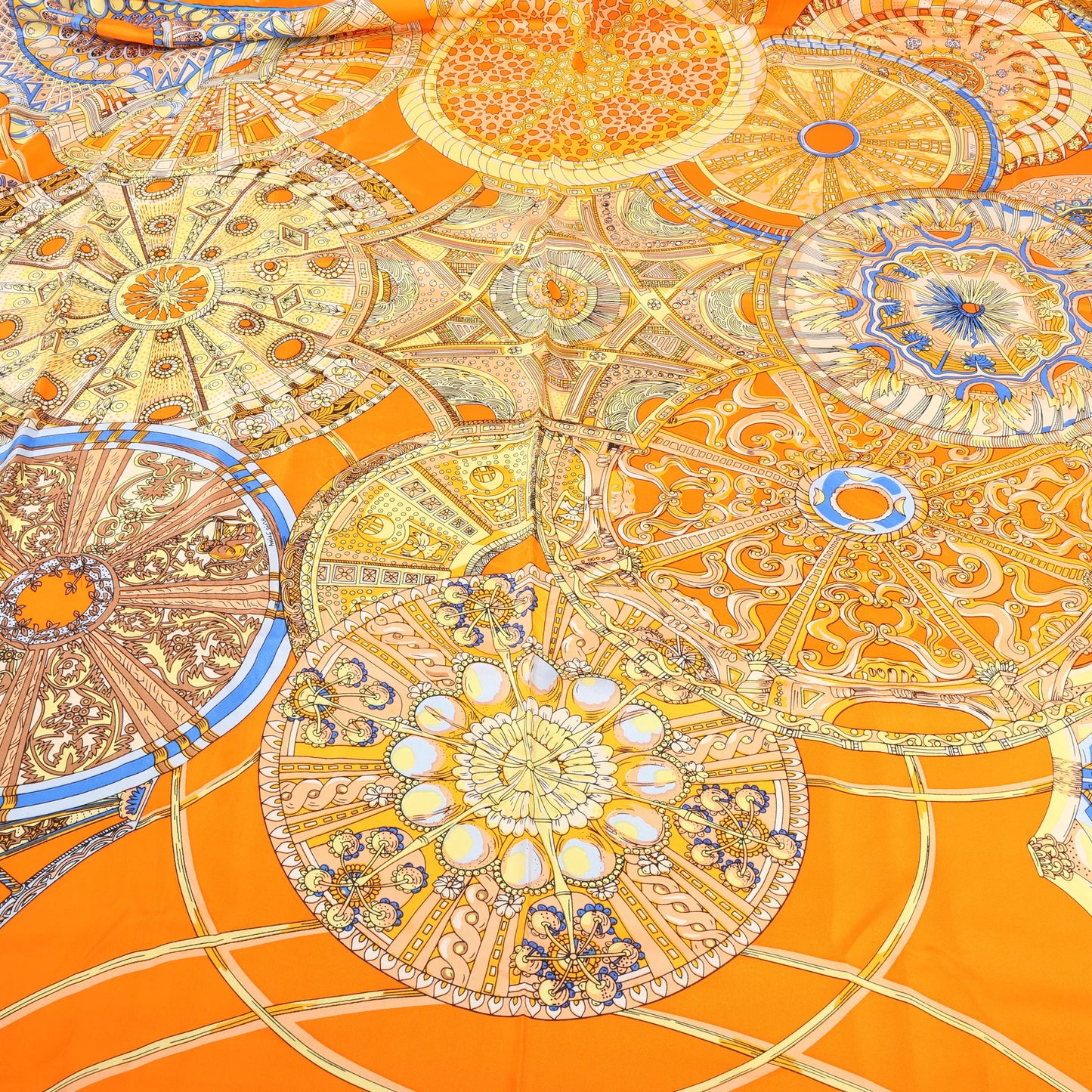 Hermès Carré 140 "LES DOMES CELESTES" Silk handkerchief in Orange