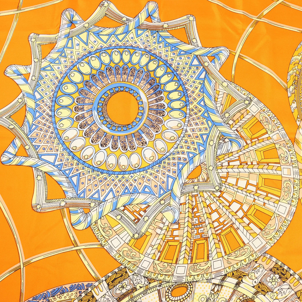 Hermès Carré 140 "LES DOMES CELESTES" Silk handkerchief in Orange