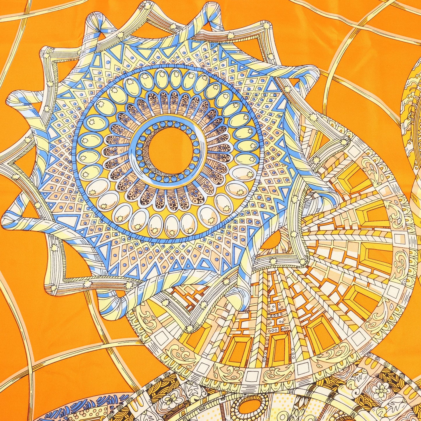 Hermès Carré 140 "LES DOMES CELESTES" Silk handkerchief in Orange