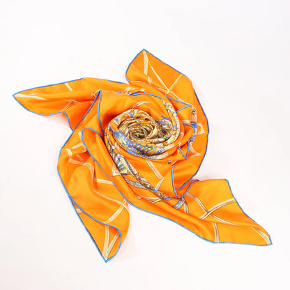 Hermès Carré 140 "LES DOMES CELESTES" Silk handkerchief in Orange