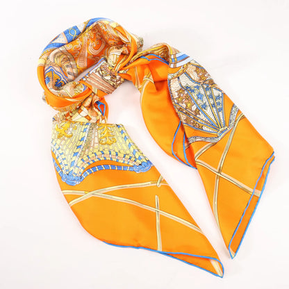 Hermès Carré 140 "LES DOMES CELESTES" Silk handkerchief in Orange