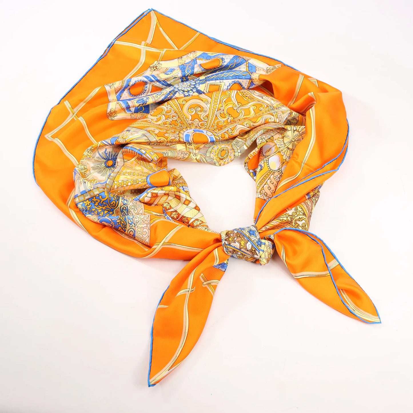 Hermès Carré 140 "LES DOMES CELESTES" Silk handkerchief in Orange