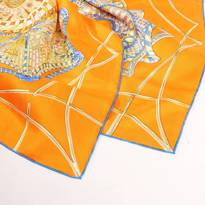 Hermès Carré 140 "LES DOMES CELESTES" Silk handkerchief in Orange