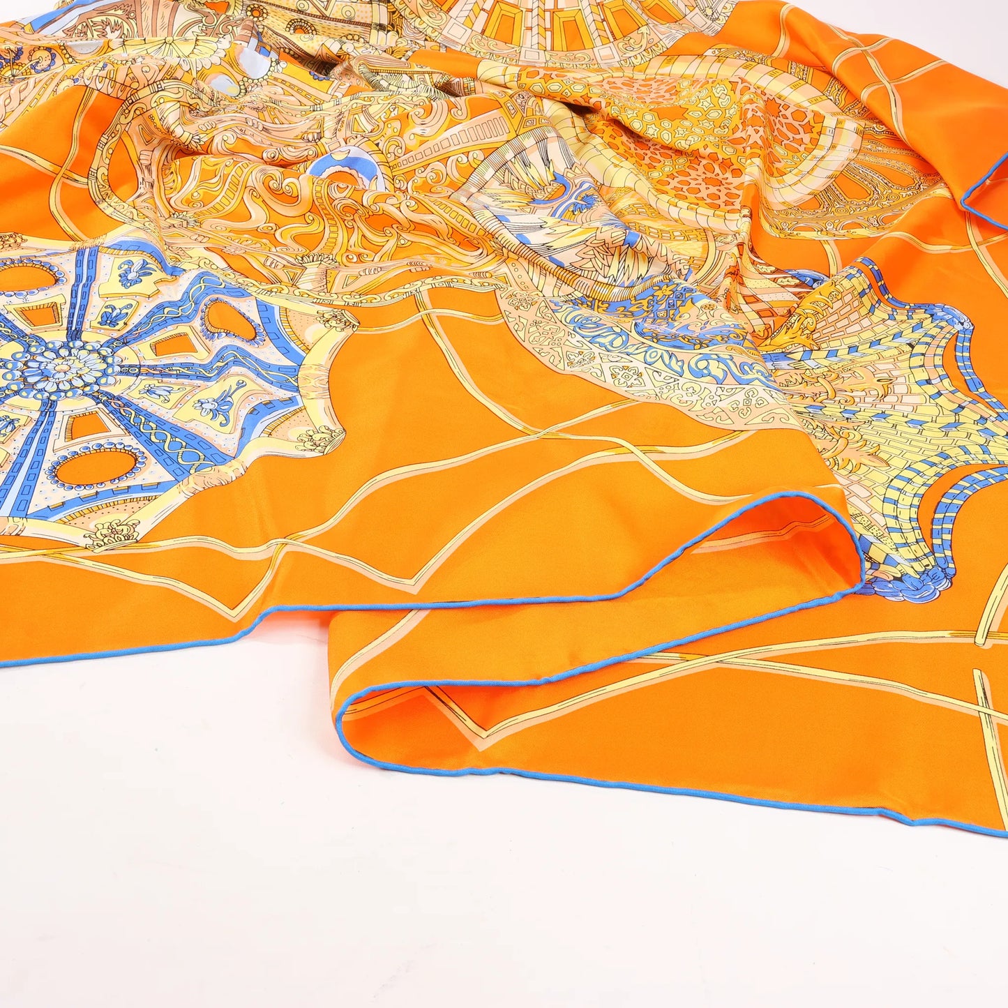 Hermès Carré 140 "LES DOMES CELESTES" Silk handkerchief in Orange
