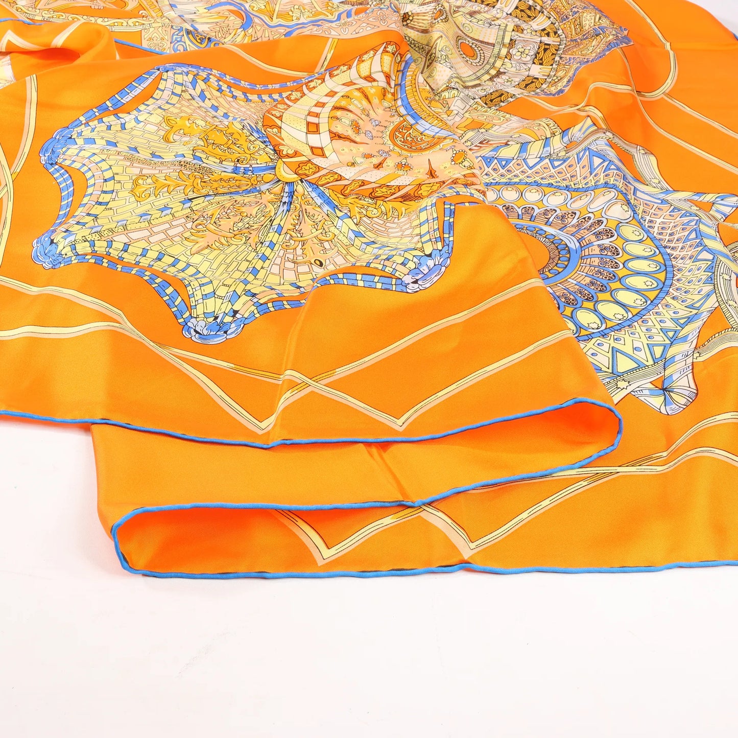 Hermès Carré 140 "LES DOMES CELESTES" Silk handkerchief in Orange